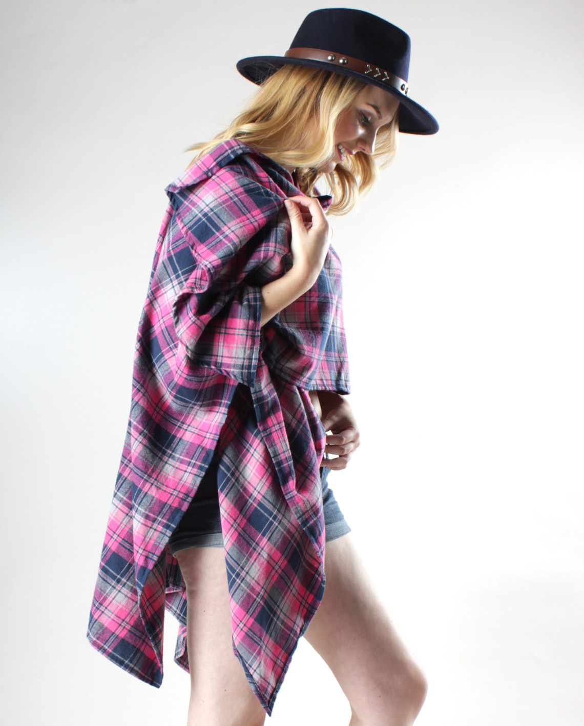 Fuchsia & Navy Plaid Shawl Wrap Fuchsia & Navy Plaid Shawl Wrap