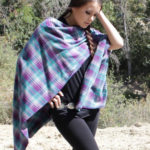Bo & Eros Amethyst & Turquoise Plaid Wrap