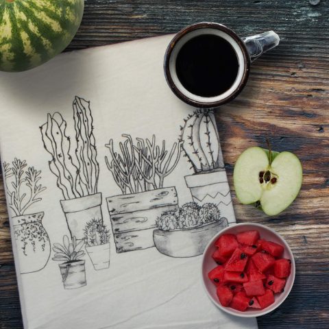 Succulent Flour Sack Tea Towels