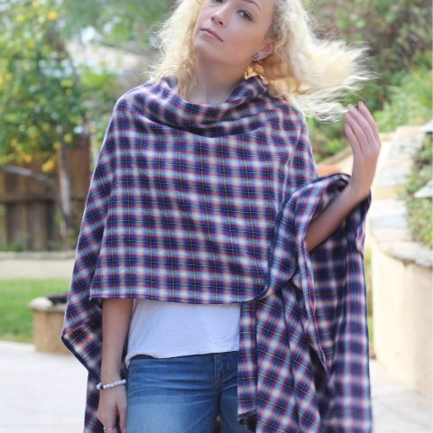 Hermosa Waves Plaid Shawl Wrap