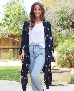 BO & EROS Navy Floral Kimono