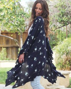 BO & EROS Navy Floral Kimono