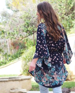 BO & EROS Navy Floral Kimono