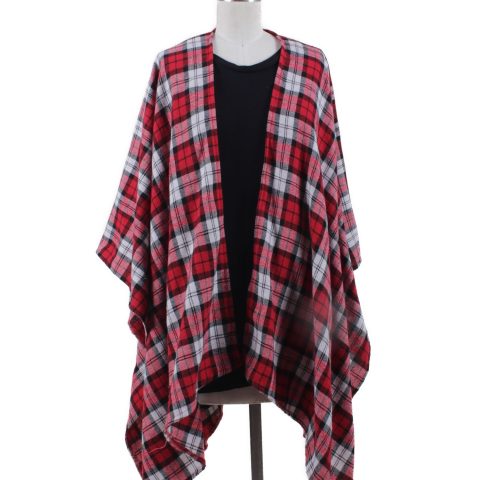 Fire & Ice Plaid Shawl Wrap