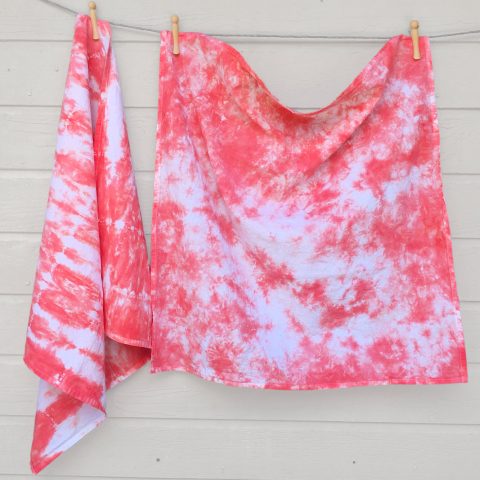 Tie Dye "Coral Pink" Flour Sack Tea Towels