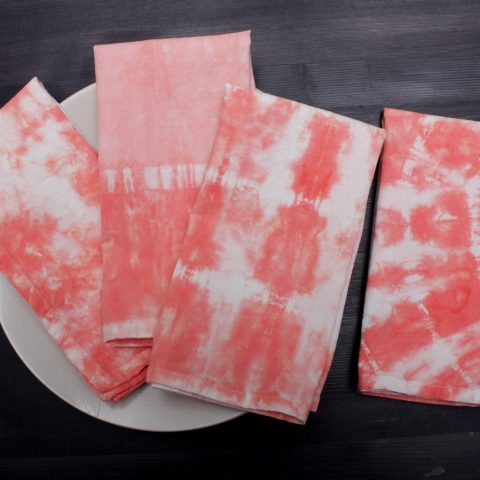 Tie Dye Table Napkins Set "Coral Pink"