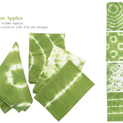 Tie Dye Table Napkins Set "Green Apples"