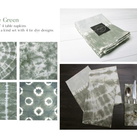Tie Dye Table Napkins Set "Sage Green"
