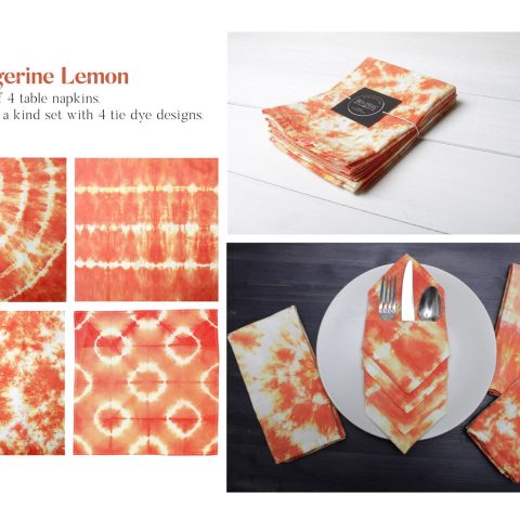 Tie Dye Table Napkins Set "Tangerine Lemon"