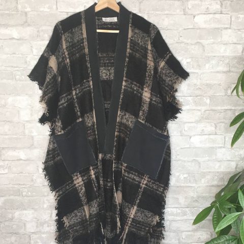 Black and Tan Plaid Sweater Knit