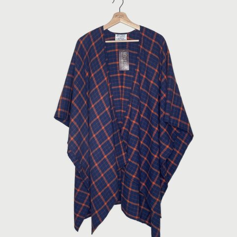 Navy & Orange Plaid Wrap